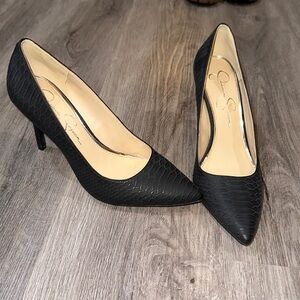 Snake embossed heels